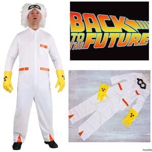 Back to the Future Doc Brown Halloween costume cosplay glasses wig outfit gloves